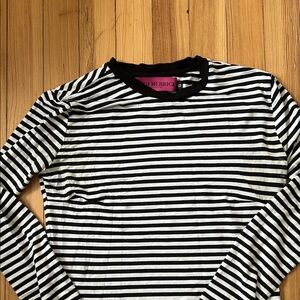 Heidi Merrick Black White Stripe Bodycon Jersey Dress Long Sleeve S Small